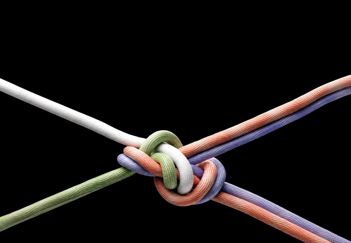 A colorful rope knot representing connected growth